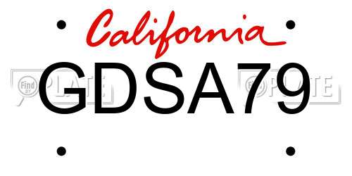 GDSA79 California License Plate