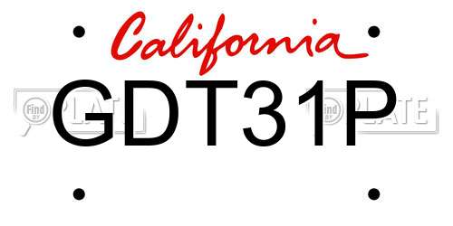 GDT31P California License Plate