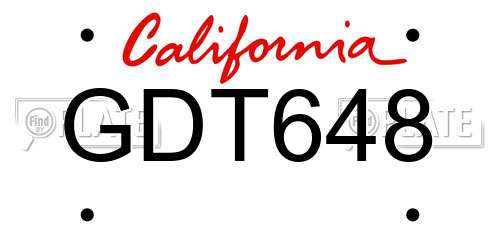 GDT648 California License Plate