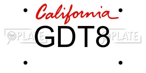 GDT8 California License Plate
