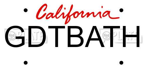 GDTBATH California License Plate
