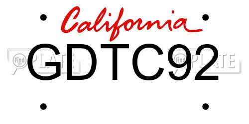 GDTC92 California License Plate