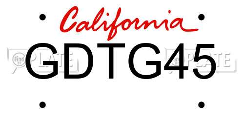 GDTG45 California License Plate