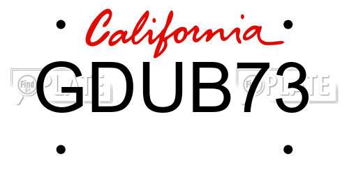 GDUB73 California License Plate
