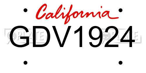 GDV1924 California License Plate
