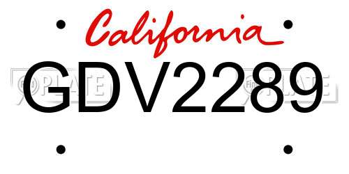 GDV2289 California License Plate