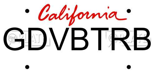 GDVBTRB California License Plate