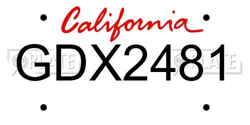 GDX2481 California License Plate