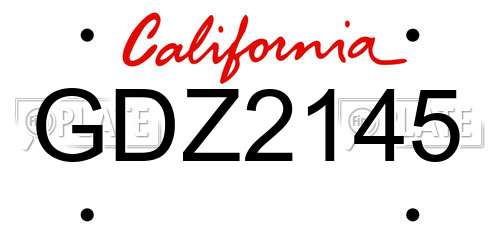 GDZ2145 California License Plate