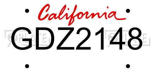GDZ2148 California License Plate