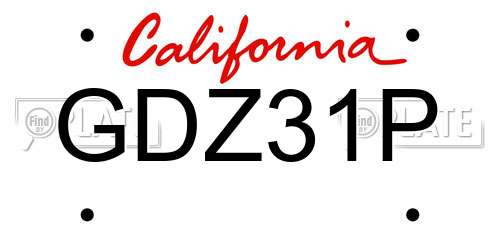 GDZ31P California License Plate