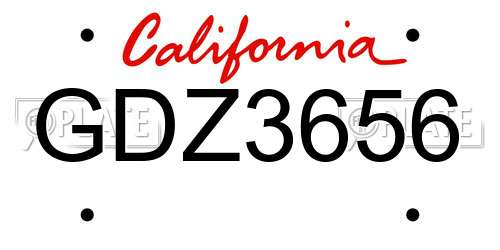 GDZ3656 California License Plate