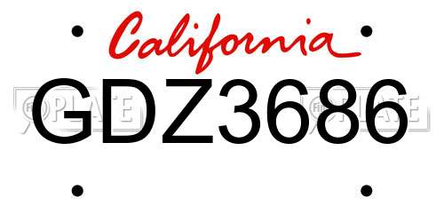 GDZ3686 California License Plate