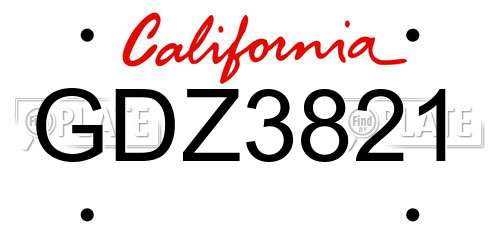 GDZ3821 California License Plate