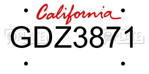 GDZ3871 California License Plate
