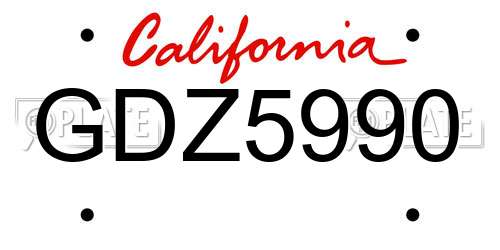 GDZ5990 California License Plate