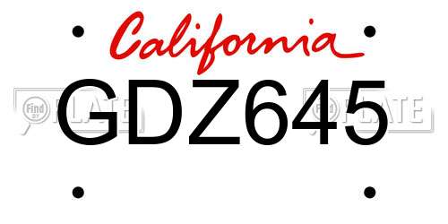 GDZ645 California License Plate