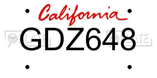 GDZ648 California License Plate