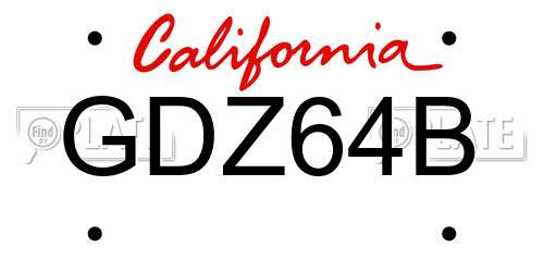 GDZ64B California License Plate