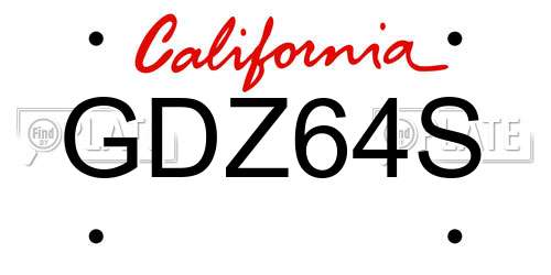 GDZ64S California License Plate