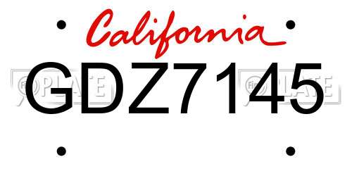 GDZ7145 California License Plate