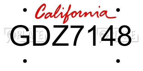 GDZ7148 California License Plate