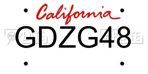 GDZG48 California License Plate