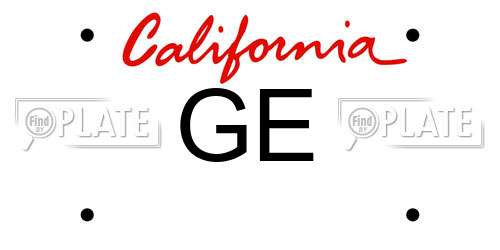 GE California License Plate