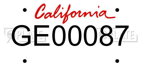 GE00087 California License Plate