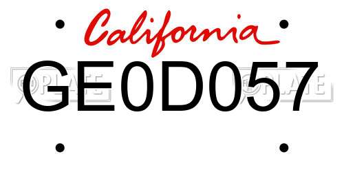 GE0D057 California License Plate