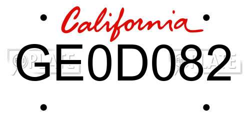 GE0D082 California License Plate