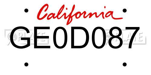 GE0D087 California License Plate