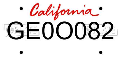 GE0O082 California License Plate