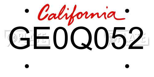 GE0Q052 California License Plate