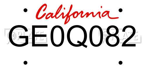 GE0Q082 California License Plate
