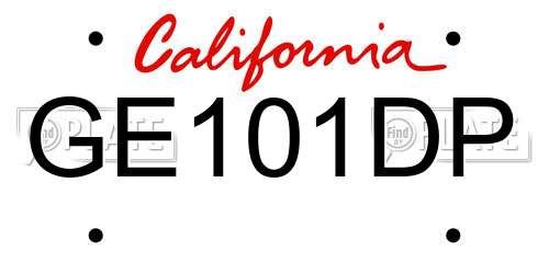 GE101DP California License Plate