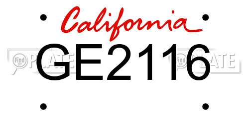 GE2116 California License Plate