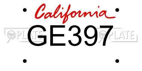 GE397 California License Plate