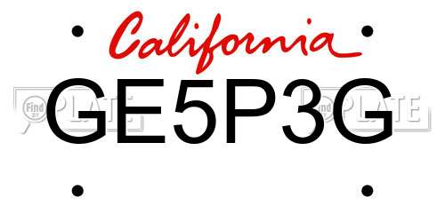 GE5P3G California License Plate