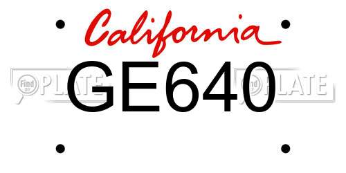 GE640 California License Plate