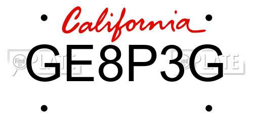 GE8P3G California License Plate