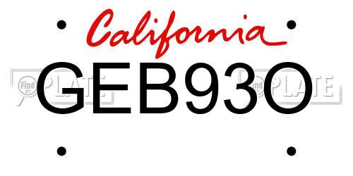 GEB93O California License Plate