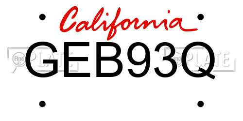 GEB93Q California License Plate