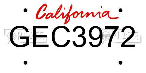 GEC3972 California License Plate