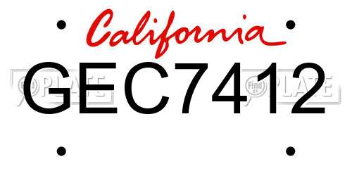 GEC7412 California License Plate