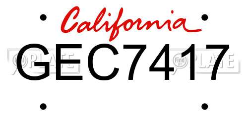 GEC7417 California License Plate