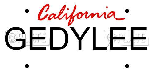 GEDYLEE California License Plate