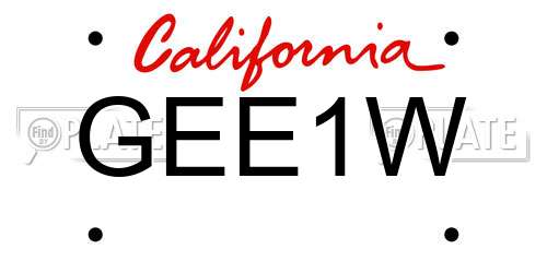 GEE1W California License Plate