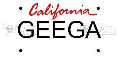 GEEGA California License Plate