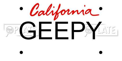 GEEPY California License Plate